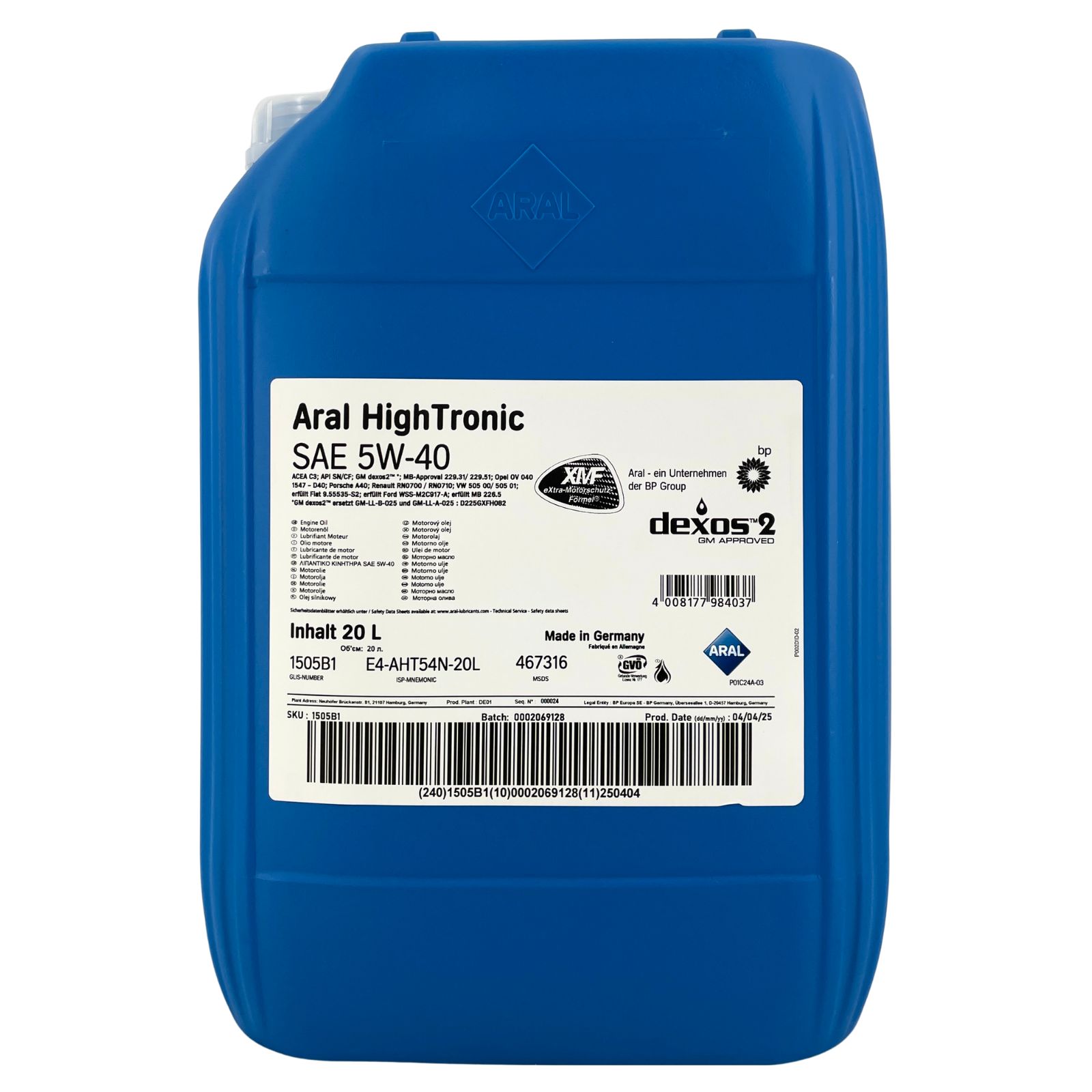 Aral HighTronic 5W-40 20 Liter