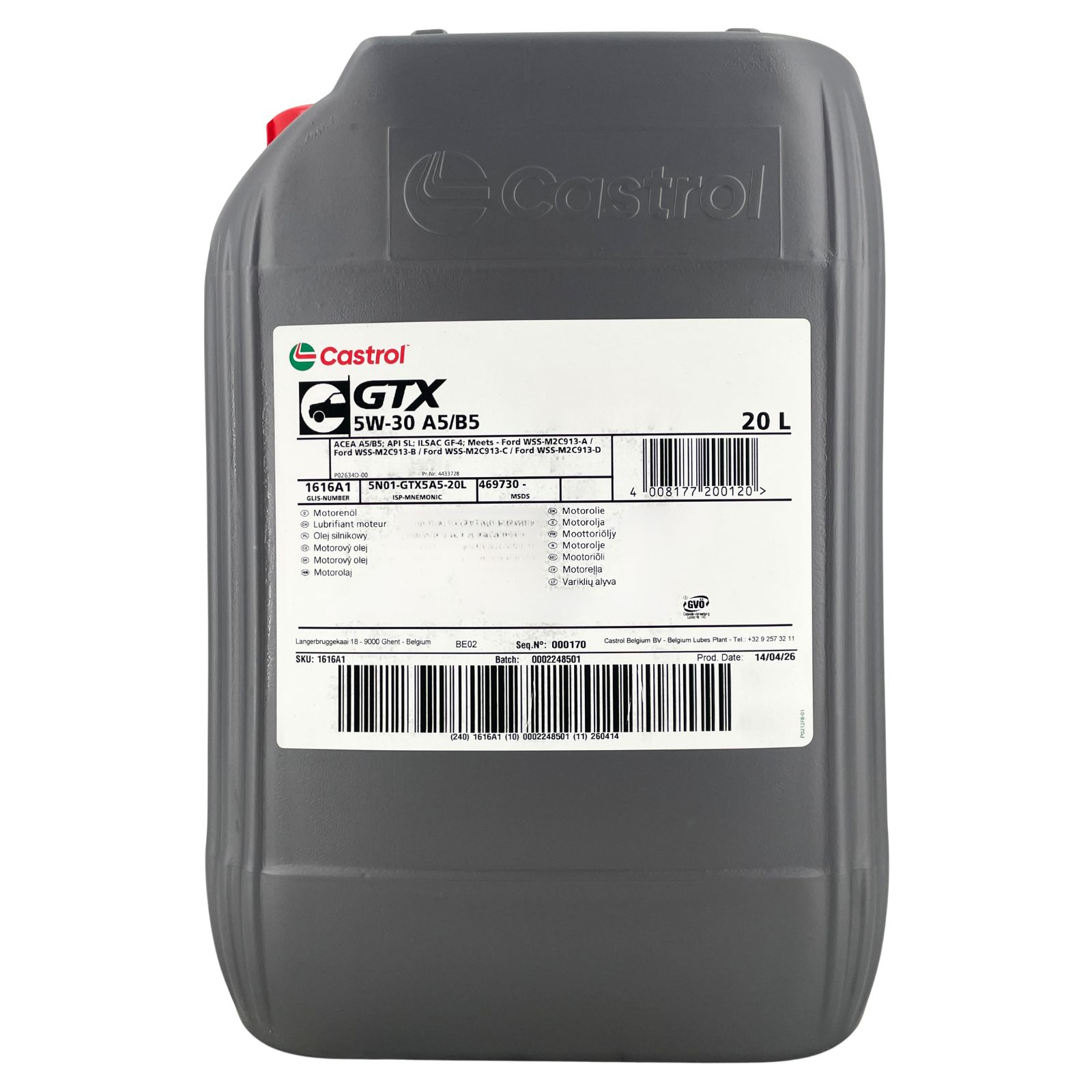 Castrol GTX 5W-30 A5/B5 20 Liter