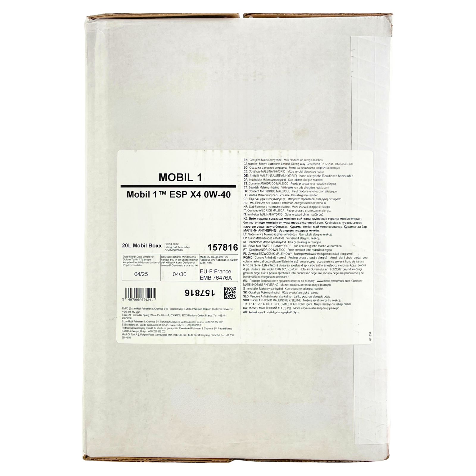 Mobil 1 ESP X4 0W-40 20 Liter BAG-IN Box
