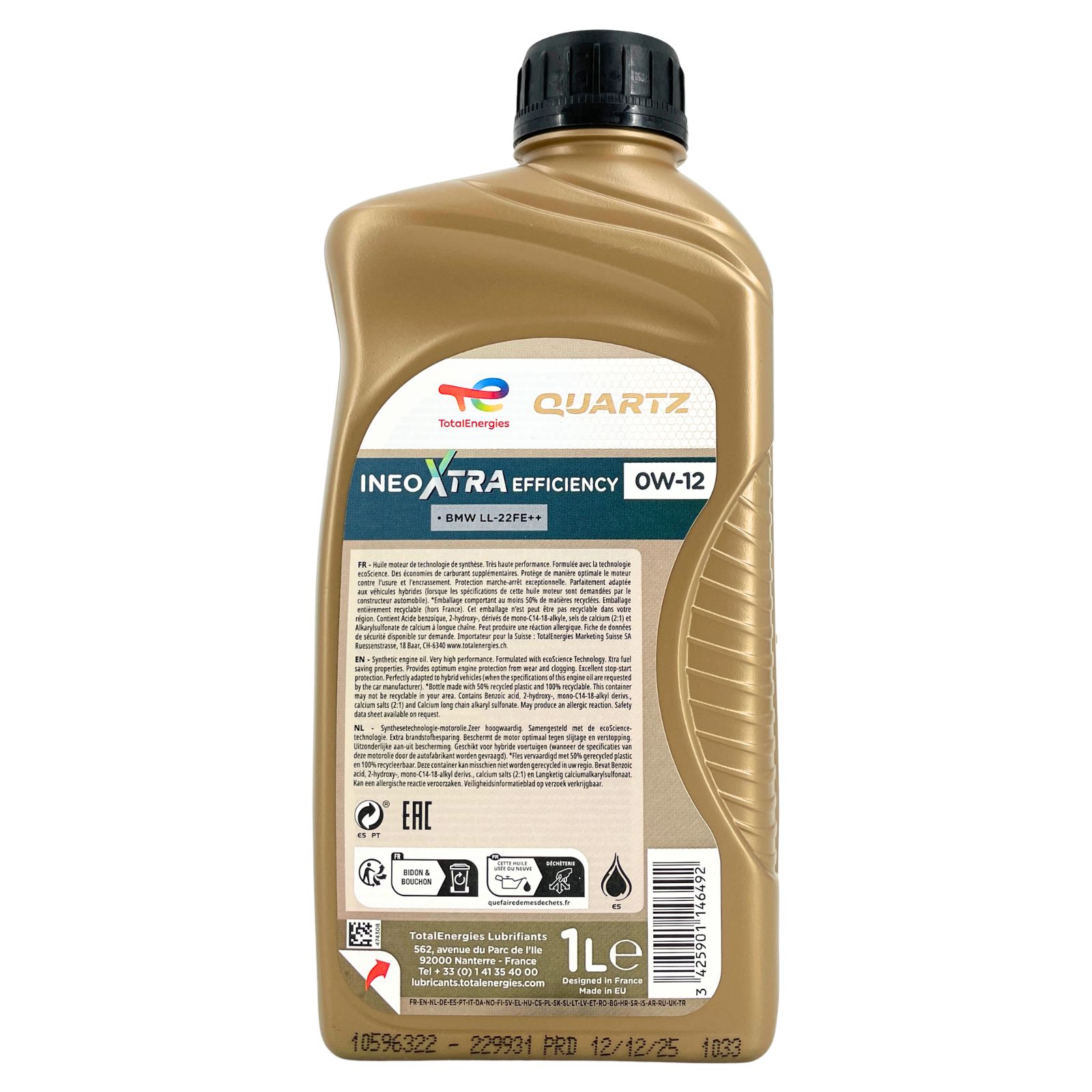 Total Quartz Ineo Xtra Efficiency 0W-12 1 Liter