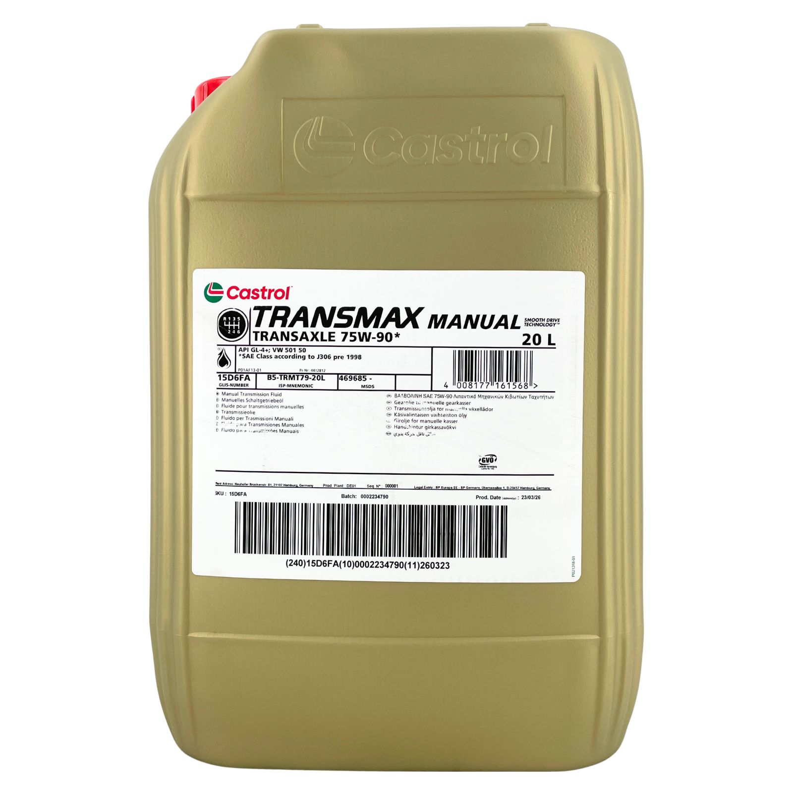 Castrol Transmax Manual Transaxle 75W-90 20 Liter