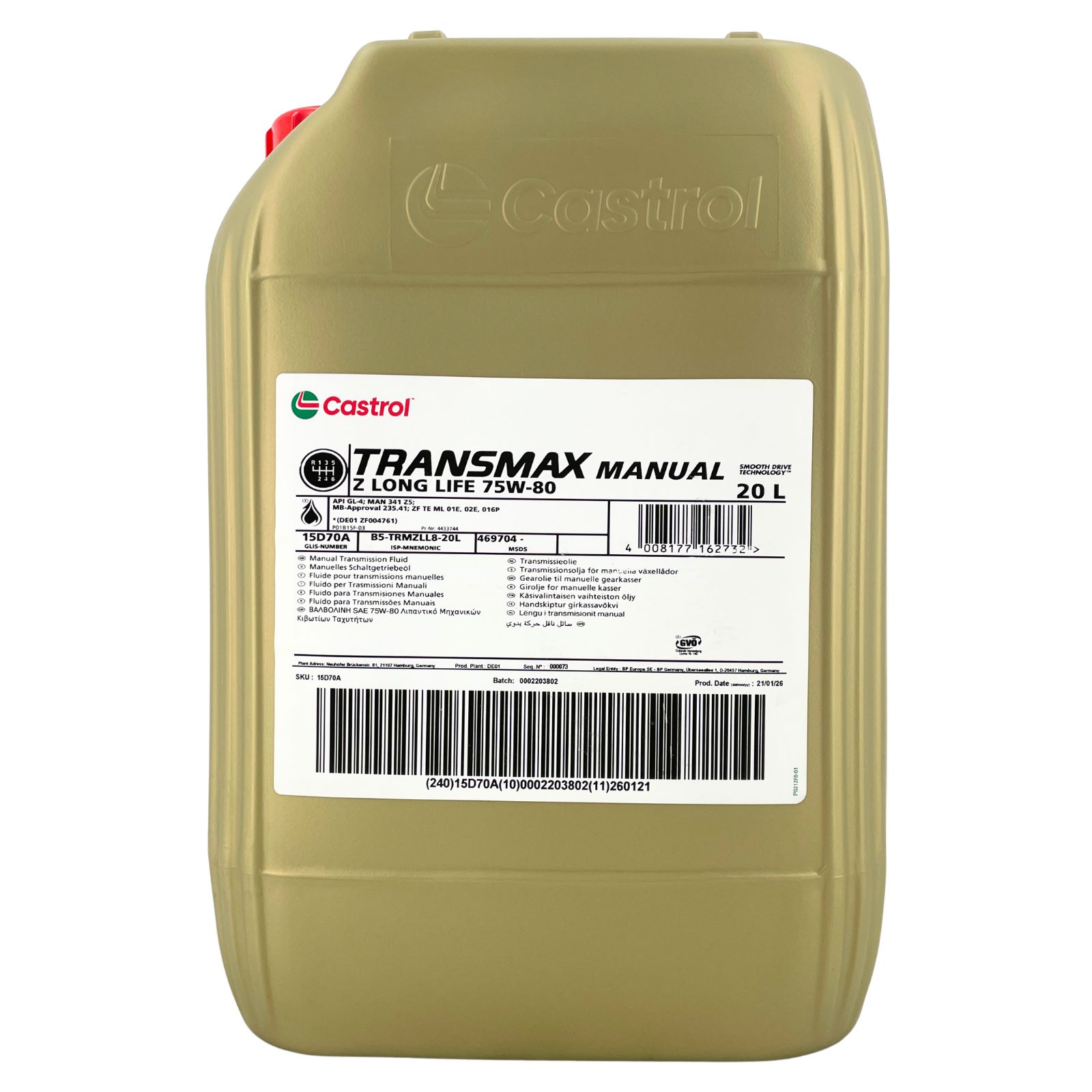 Castrol Transmax Manual Z Long Life 75W-80 20 Liter