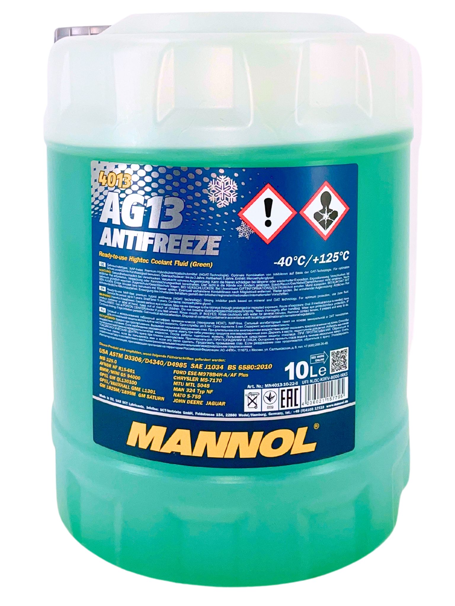 Mannol Antifreeze Kühlerfrostschutz AG13 (-40 °C) Hightec 10 Liter