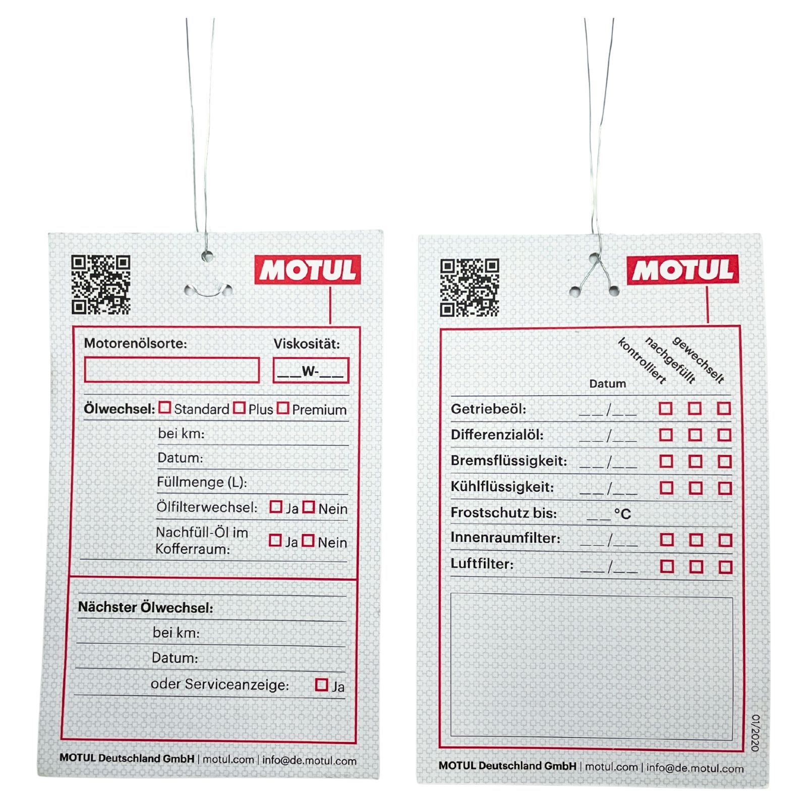 Motul Oil Change Label Ölwechselanhänger Öldienstzettel Ölzettel