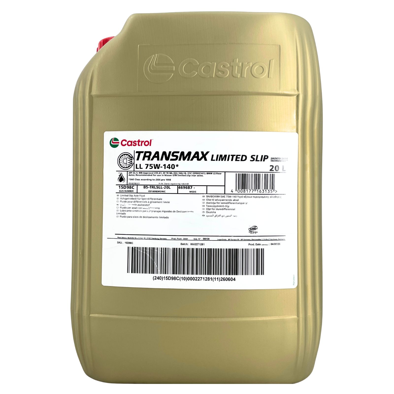 Castrol Transmax Limited Slip 75W-140 LL 20 Liter